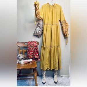 Yellow lace maxi dress